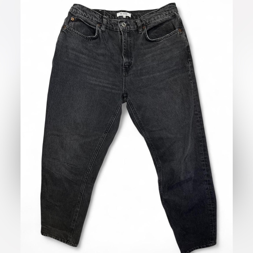Re/Done Women's Black Straight Leg High Waisted Denim Jeans Size 29x31β
